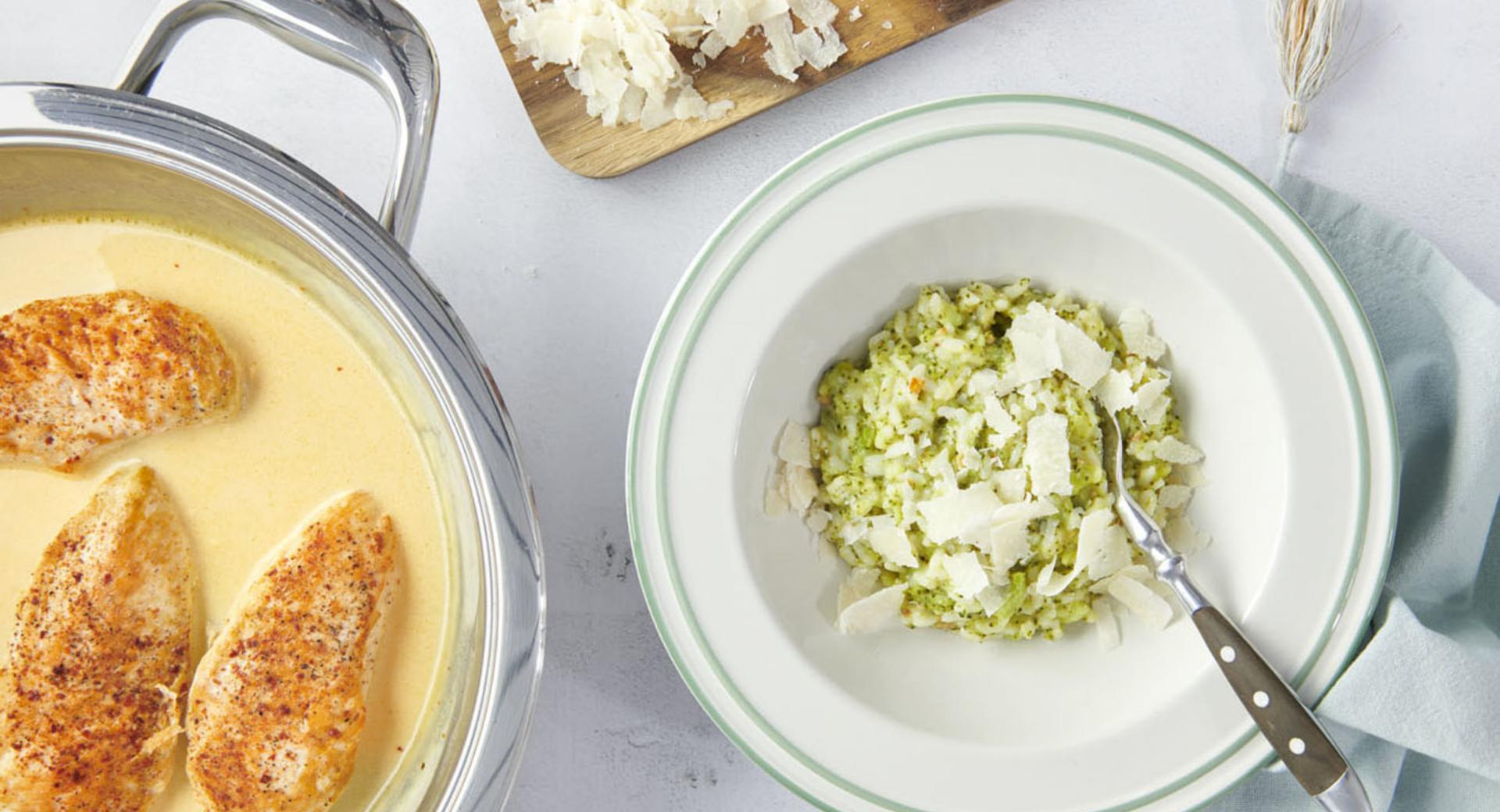 Brokkoli-Risotto mit Hähnchenbrust