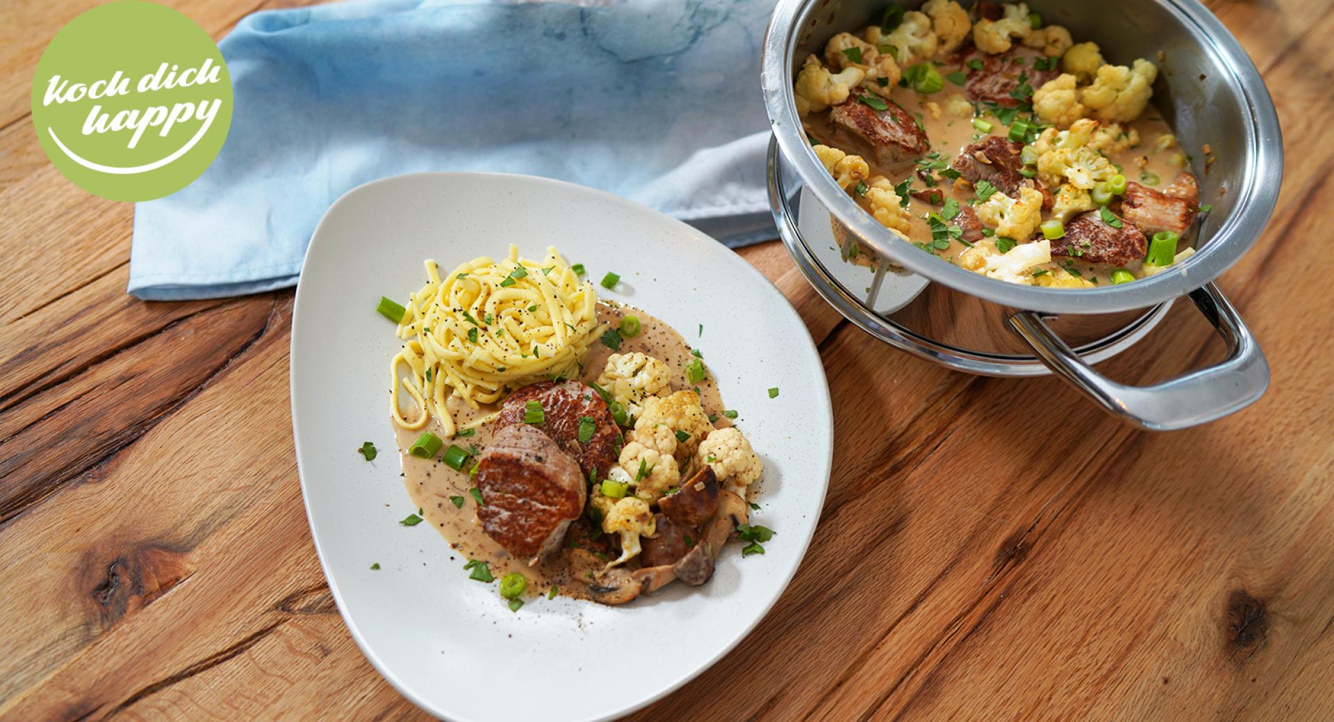 Gebackenes Schweinefilet in Senf-Sahne Soße