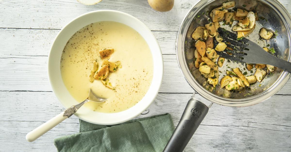 Sellerie-Kartoffel-Suppe mit Steinpilzen